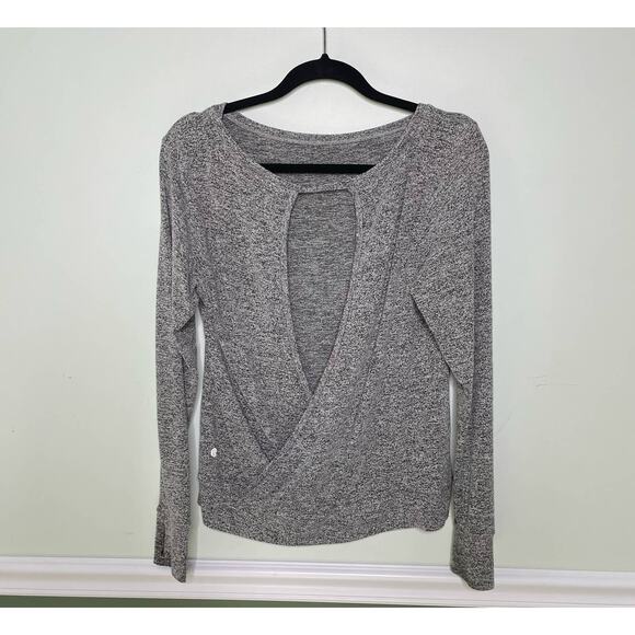C9 by Champion Yoga Top Knit Long Sleeve Open Back Pullover Heather Gray XS - Picture 5 of 10